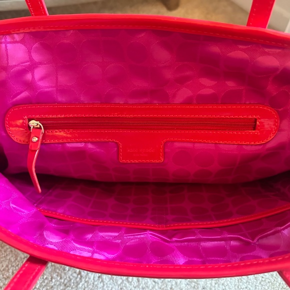 Rare Kate Spade Red & Pink Woven Tote Bag Purse - Picture 5 of 10